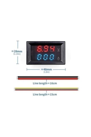 Fashionfit Dijital Voltmetre Ampermetre Volt Akım Ölçer Dc 0-100v 10a Td