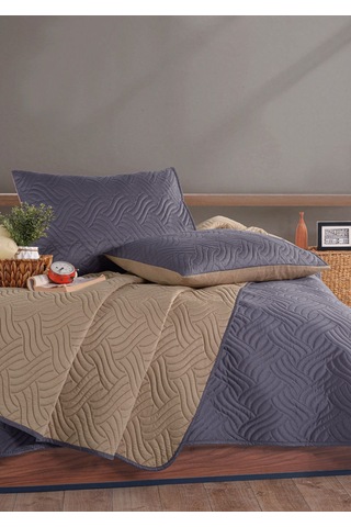 Colors & Colors Dora Çift Kiş. Yatak Örtüsü 220x230 Antrasit Bej Antrasit