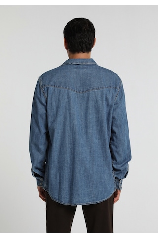 Colin's Colins Regular Fit Klasik Yaka Düz Erkek Mid İndigo Denim Uzun Kol Gömlek Cl1082655 Q1.v1 Dn45139