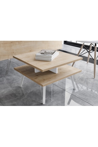 Lagomood İrony Ofis Sehpası Beyaz Meşe