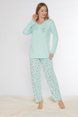 Uzun Kol Pijama Takımı Viskon Alperi 790-77 Mint