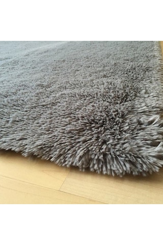 Yamalı Home Tavşan Tüyü Gri Peluş Halı 80 x 300 Cm