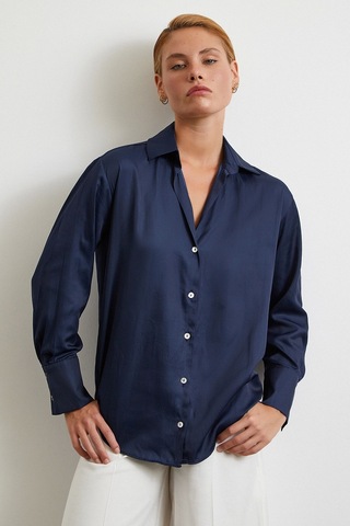 Diagonal Desen Gömlek Lacivert Lacivert