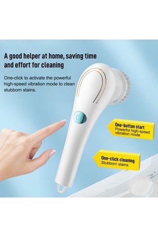 Küvet/mutfak/banyo/zemin/tezgah İçin 5 Değiştirilebilir Başlıklı Akülü Elektrikli Fırça, Elde Taşınabilir Elektrikli Temizleme Fırçası