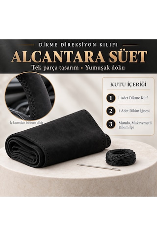 Fiat Pratico Direksiyon Kılıfı Alcantara Süet Monza Black Serisi Siyah 2015-2022