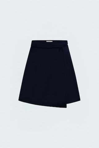 Sateen Saten Şort Etek - Lacivert-137943