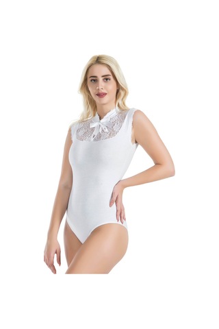 Sıfır Kol Dantelli Kadın Body 336 Beyaz