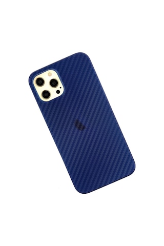 Newface Apple iPhone Uyumlu 12 Pro Max Kılıf Karbon Pp Silikon Semeglbl - 54 - Mavi