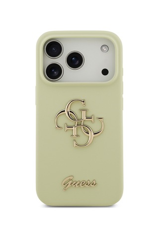 Apple Uyumlu iPhone 17 Pro Kılıf Guess Lisanslı Grained Yazı Logolu Kapak Yeşil