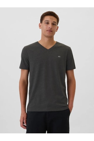 Gap V-frch Everyday Soft Micro Logo Vee 502020000 Kısa Kol Tişört Erkek T-shirt Gri
