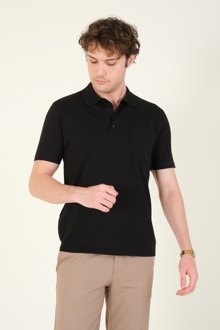 Giyim Dünyası Erkek Süprem Kumaş Cepli Polo Yaka T-shirt Siyah 001