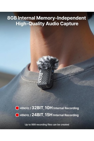 Boya Boyamic 2-02 Profesyonel Çift Mikrofonlu Mfi Sertfikalı Dahili Hafızalı Kablosuz Mikrofon