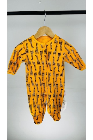 Zürafa Desenli Çıtçıtlı Pamuklu Bebek Tulum 001