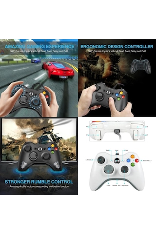 Xbox 360 Gamepad Joystick Kablolu Oyun Kolu Pc-360 Uyumlu Siyah