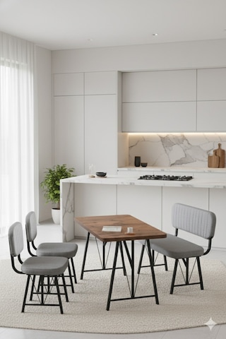 Elfin 70x110 Atlantik Sabit, 2 Sandalye 1 Bench, Masa Sandalye Takımı, Mutfak Masası Takımı - Gri