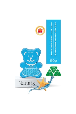 Naturix Ayıcık Şekilli Süngerli Okyanus Ferahlığı Çocuk Sabunu 150 G