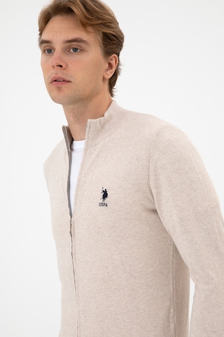 U.S. Polo Assn. Erkek Slim Fit Taş Melanj Triko Hırka 50313684-VR225