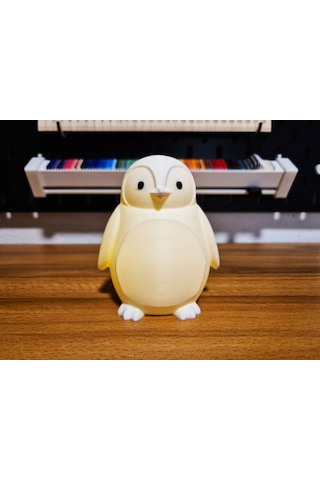 Sevimli Penguen Figürlü Led Gece Lambası Pilli Mumlu Masa Lambası