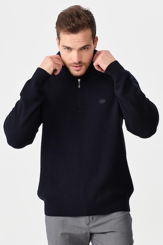 Erkek Fermuarlı Yaka Klasik Yün Kazak Y.a Lacivert Y.a Lacivert