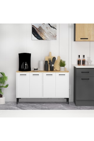 Frezya 4 Kapaklı Kahve Köşesi Mutfak Dolabı Beyaz Safirmeşe