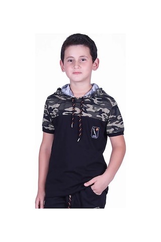 Markahit Kamuflaj Desenli T-shirt Erkek Çocuk Yeşil