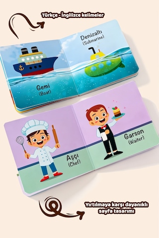 Bebeğimin İlk Minik Kütüphanesi Eğitici Bebek Kitap Seti 12 Li Türkçe İngilizce 1+ Yaş