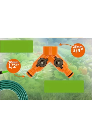 Meriva M176 Bahçe Musluğu Hortum Baglantı Ayırıcı Aparatı Vanalı 2li 3/4 x 1/2"