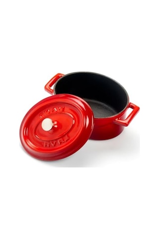Kırmızı Metal Oval Mini Tencere, Şık Mutfak Aracı 16 Cm