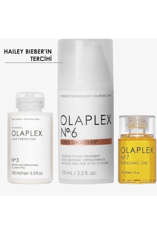 Olaplex No:3 Repairs and Strengthens 100 ML + No:6 Bond Smoother 100 ML + No:7 Bonding Oil 30 ML