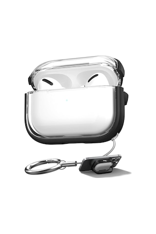 Apple Uyumlu Airpods Pro/pro 2.nesil Kılıf Renkli Kenar Kilitli Kapak Siyah