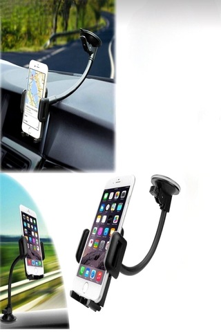 Carub Araç Içi Oto Telefon Tutucu Spralli Vantuslu Siyah