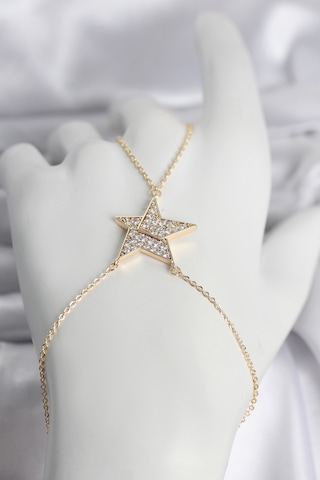 Pirinç Gold Renk Zirkon Taşlı Yıldız Model Kadın Şahmeran