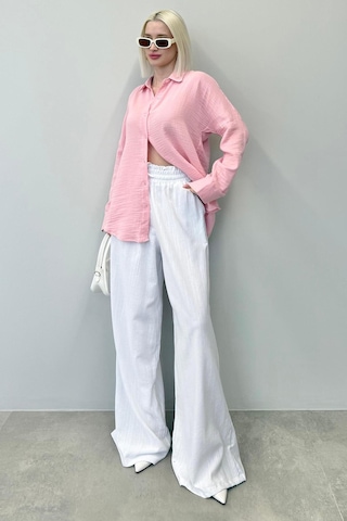 Madmext Pembe Muslin Kumaş Basic Kadın Gömlek Mg1660 Pembe