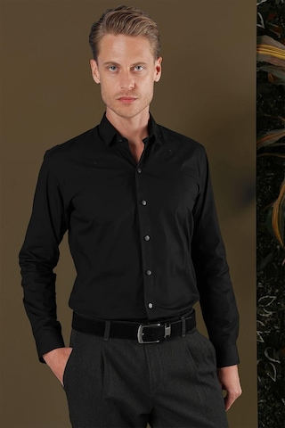 Gk 700 Slim Fit Siyah Klasik Gömlek Siyah