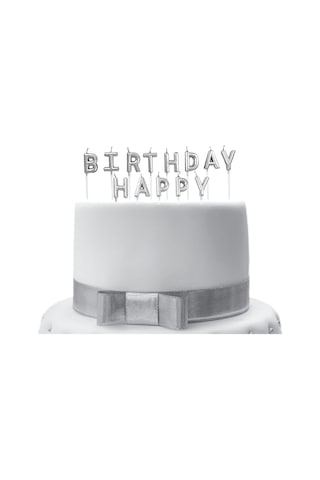 Happy Birthday Doğum Günü Gümüş Mum Seti