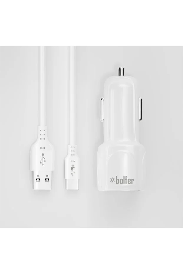 Araç Şarj Seti Type-c 3.1a 18w Uyumlu Beyaz Araç Şarj Aleti