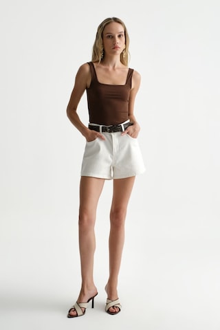 Açelyaokcu Premium Darcy Kare Yaka Bodysuit Kahverengi