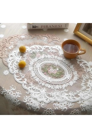 Shineyee Elegant Beyaz Dantel Masa Örtüsü Seti - 2 Parça, 30x41cm, Dekoratif Ve Pratik Beyaz