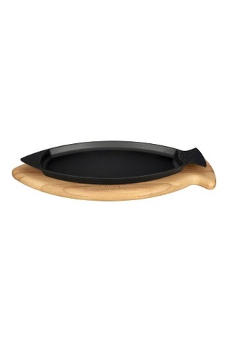Lava Döküm Kayın Servis Ahşap Altlıklı Balık Tabağı 20x32 Cm.