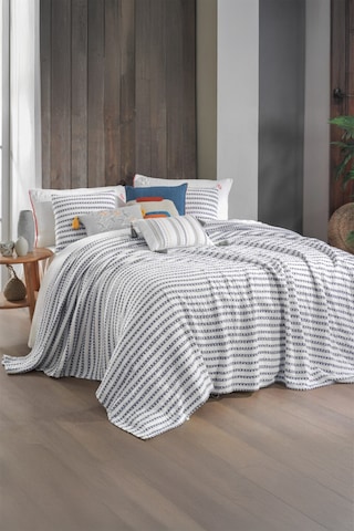 Sarev Flint Mavi %100 Pamuk Çift Kişilik Yatak Örtüsü Mavi