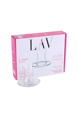 LAV Demet Cam Çay Seti 6 Kişilik 135 ml (6 Çay Bardağı, 6 Çay Tabağı)