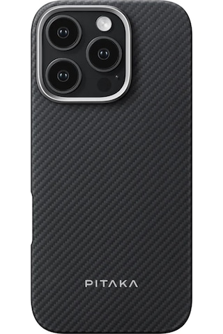 Apple Uyumlu iPhone 16 Pro Max Kılıf Magsafeli 600d Aramid Fiber Pitaka Ultra-slim Classic Seri Black-grey Twill