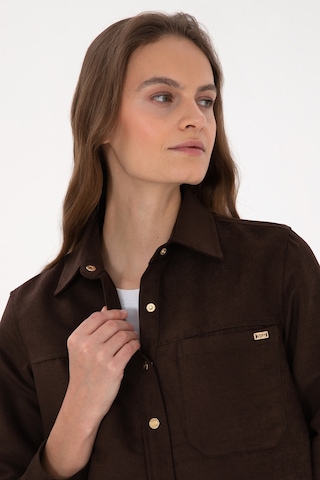U.s. Polo Assn. Kadın Kahverengi Gömlek Desenli 50317242-vr029 Kahverengi