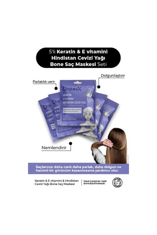 5'li Keratin Ve E Vitamini Hindistan Cevizi Yağı Bone Saç Maskesi Seti Set