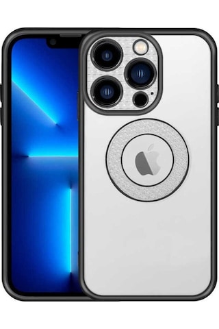 Apple Uyumlu iPhone 13 Pro Kılıf Kamera Korumalı Logo Gösteren Zore Esta Kapak Siyah