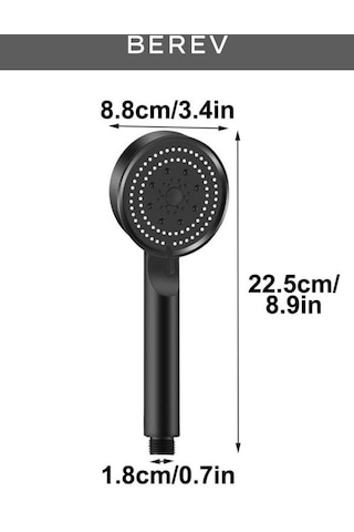 Berev Krom 5 Fonksiyonlu Yüksek Basınçlı Ayarlanabilir Duş Başlığı Krom