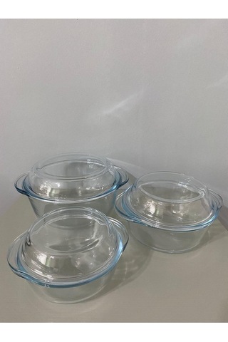 Paşabahçe G4u Isıya Dayanıklı Kapaklı Yuvarlak Cam Saklama Kabı, 3'lü Set