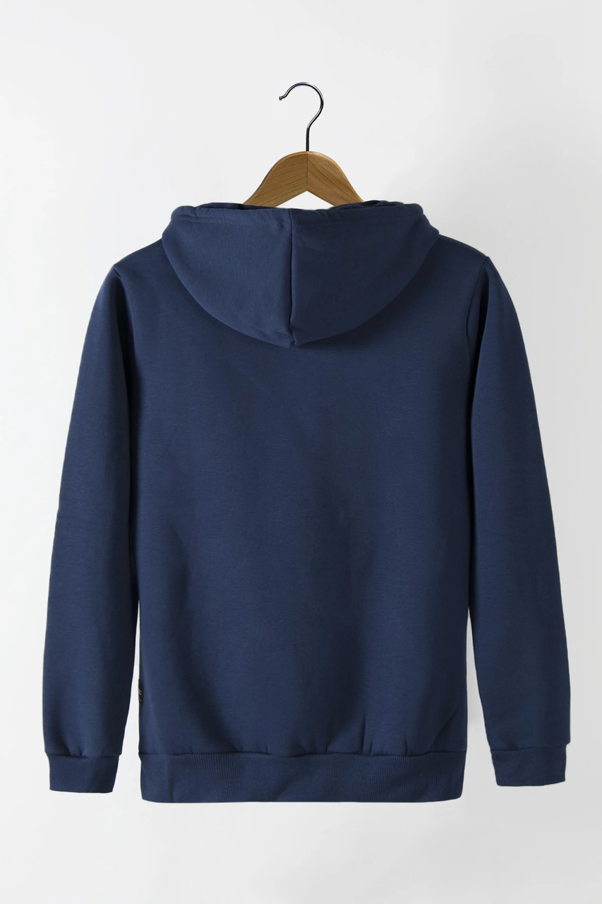 Terapi Men Erkek Lacivert Kapüşonlu Kanguru Cepli Basic Hoodie Sweatshirt Lacivert