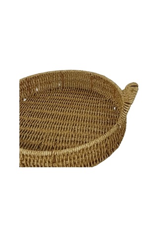 Mien Dekoratif Dayanıklı Çok Amaçlı Rattan Yuvarlak Tepsi Orta Boy M Rattan