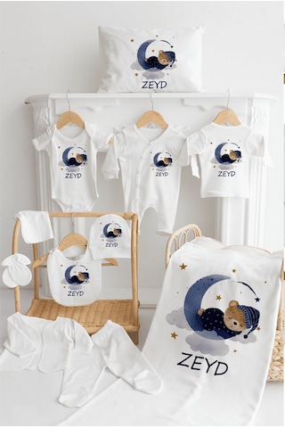 Bebewini Pamuk Baskılı 11'li İsimli Hastane Çıkışı M05 Ekru